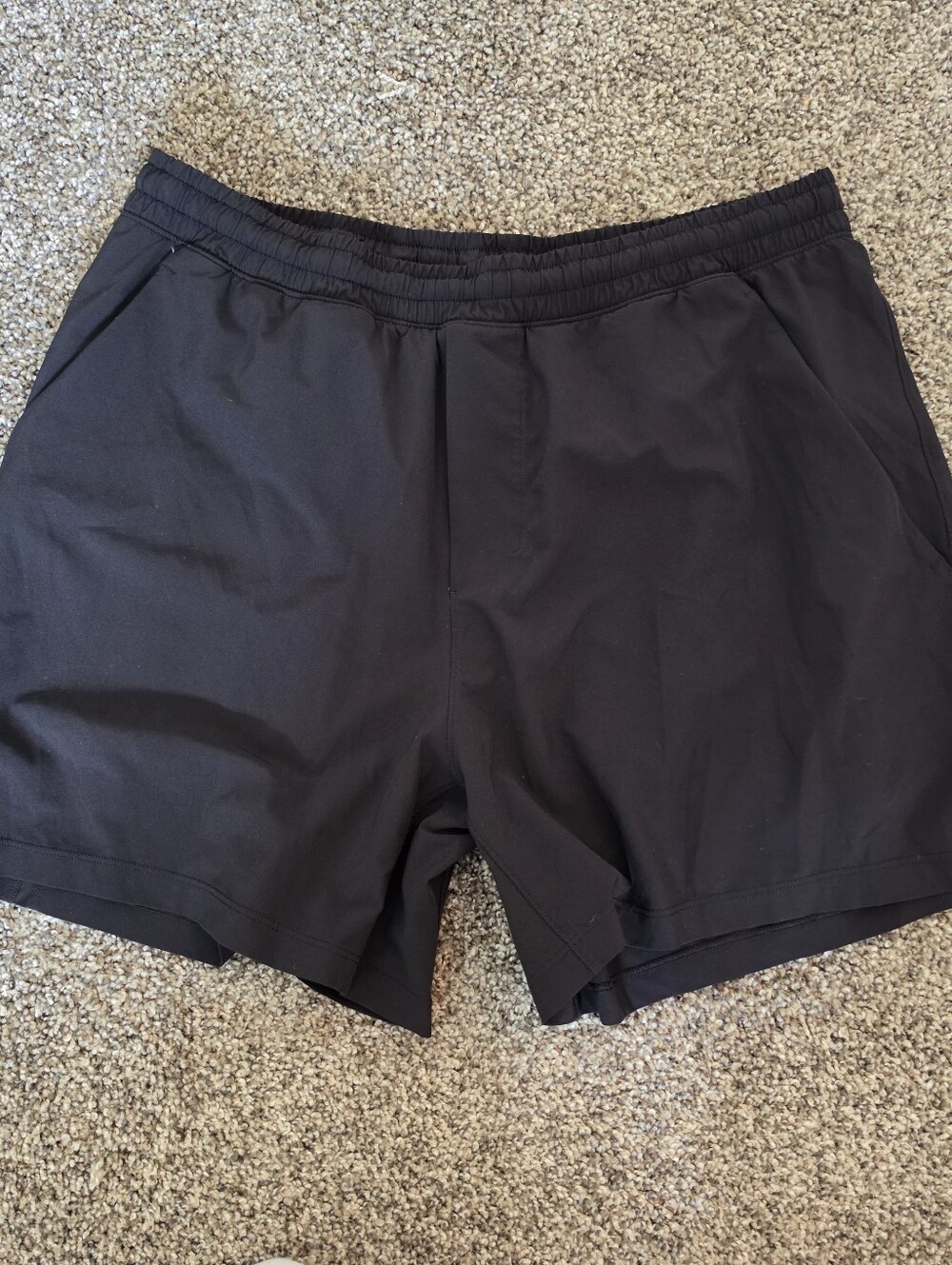 Lululemon Mens Pace Breaker Linerless Black Drawstring Shorts